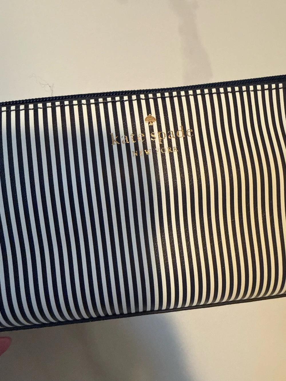 Kate Spade New York Pencil Case, Navy Seersucker Stripe